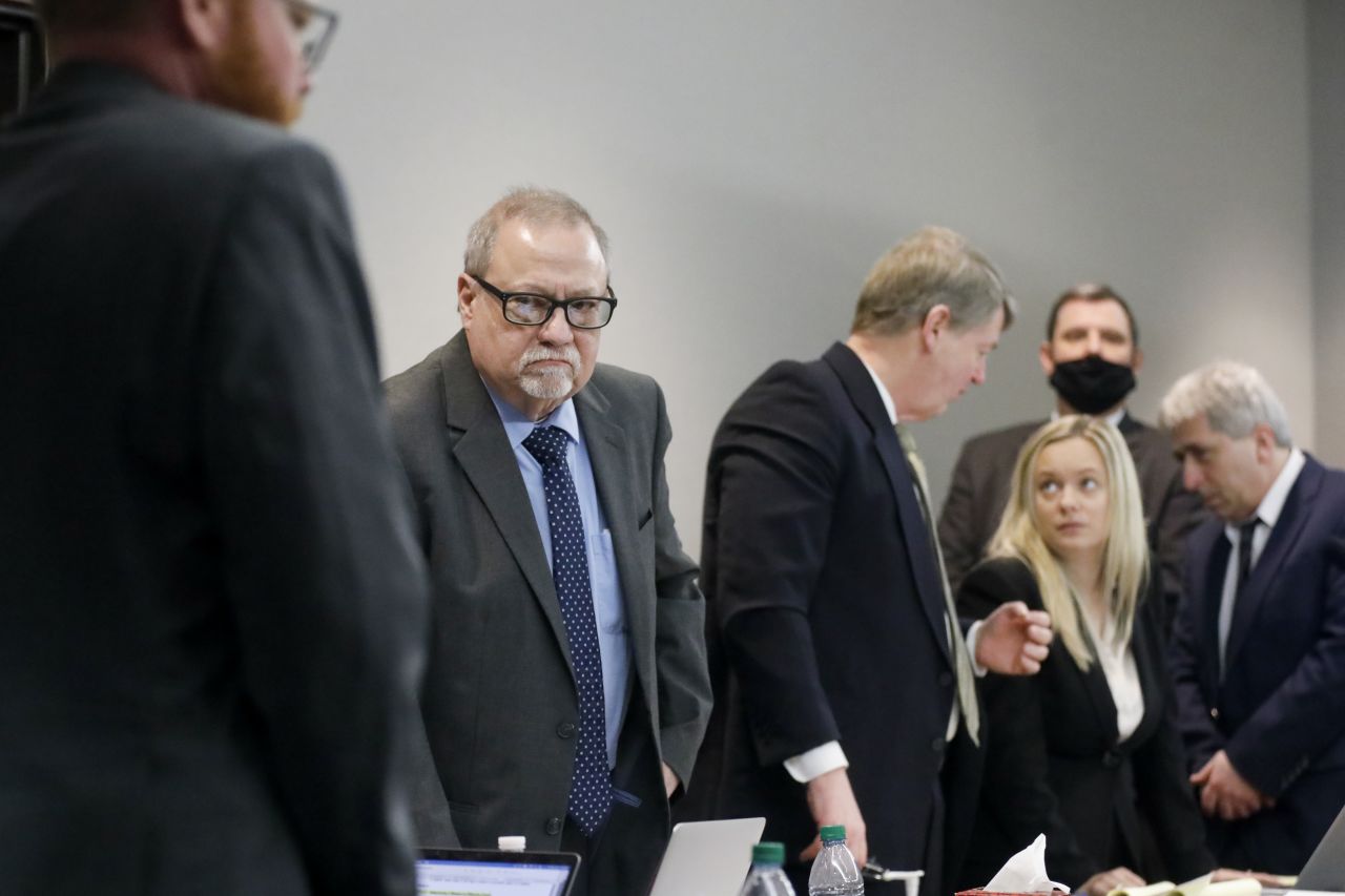 Gregory McMichael, second left, during the trial at Glynn County Superior Court in Brunswick, Ga. on Friday. 