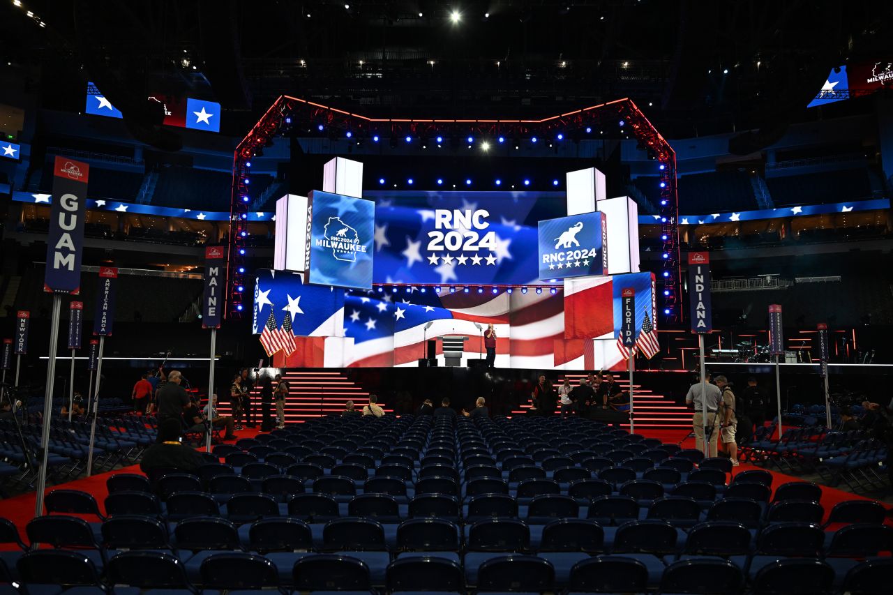 The Fiserv Forum ahead of the Republican National Convention (RNC) in Milwaukee, Wisconsin, on July 14.