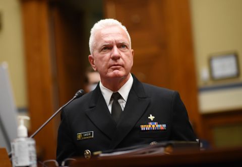 Admiral Brett Giroir testifies during a House Subcommittee on the Coronavirus Crisis hearing on Capitol Hill in Washington on July 31. 