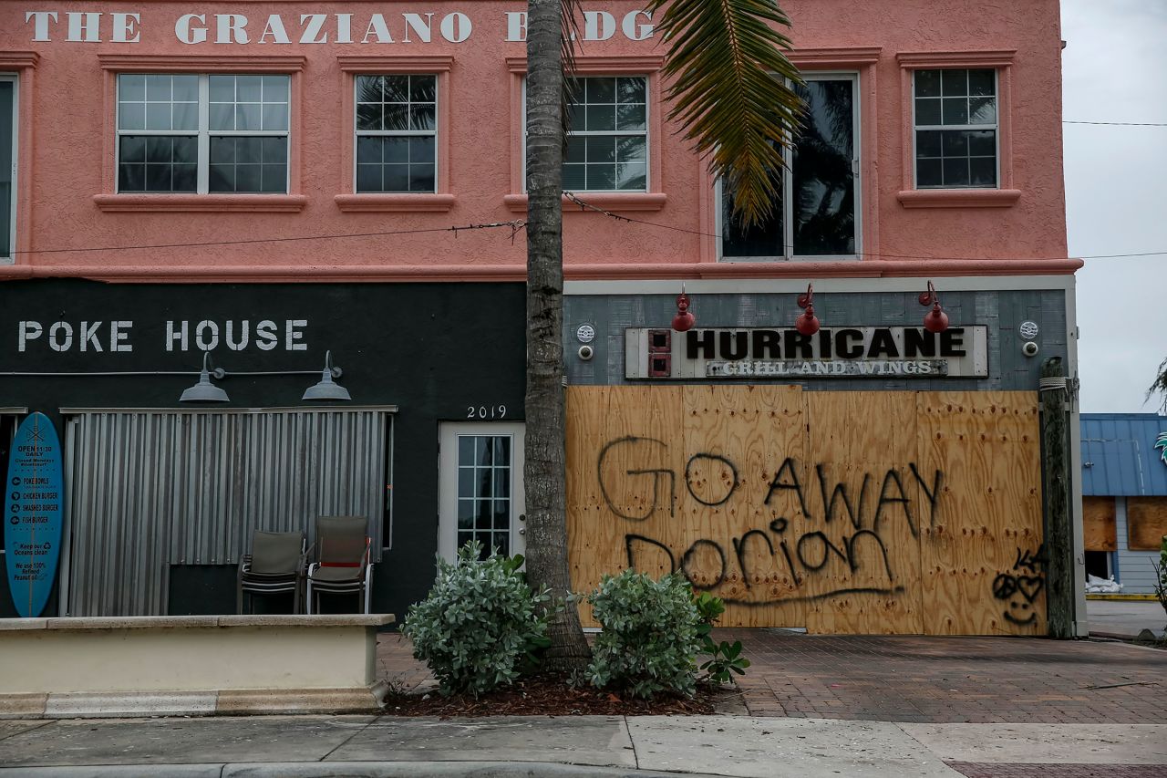Businesses are seen shuttered near Fort Pierce Jetty Park, in Florida on September 2.