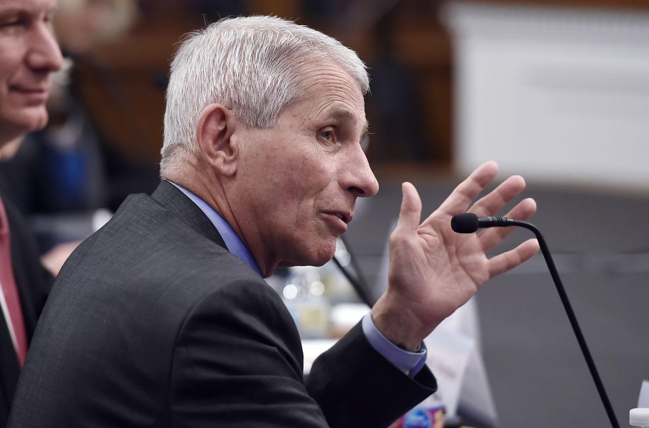 Dr. Anthony Fauci, right, testifies before a House appropriations subcommittees hearing on Wednesday,?March 4.