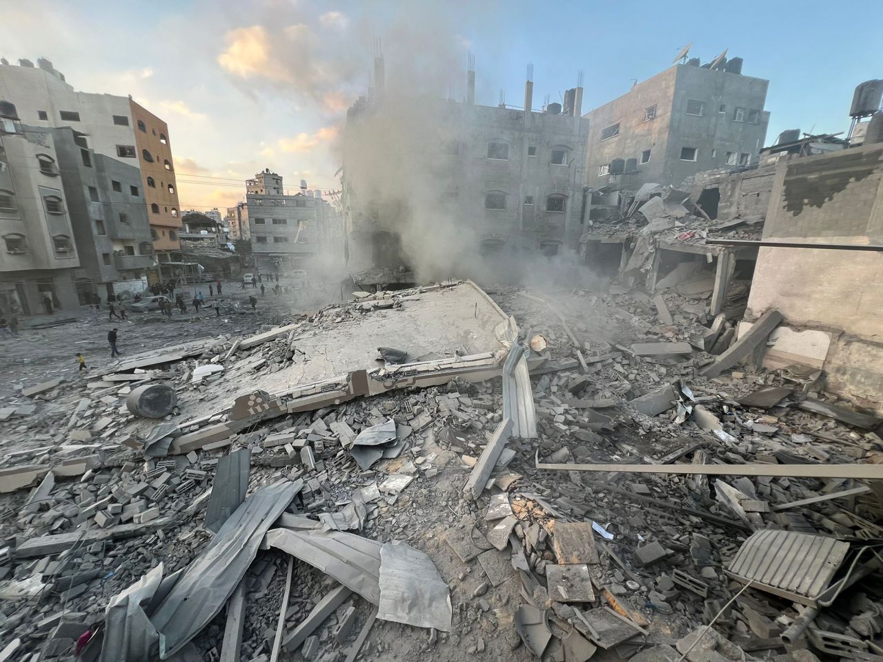 A general view of the destroyed building following Israeli attacks on Jabalia refugee camp in Gaza on December 1.