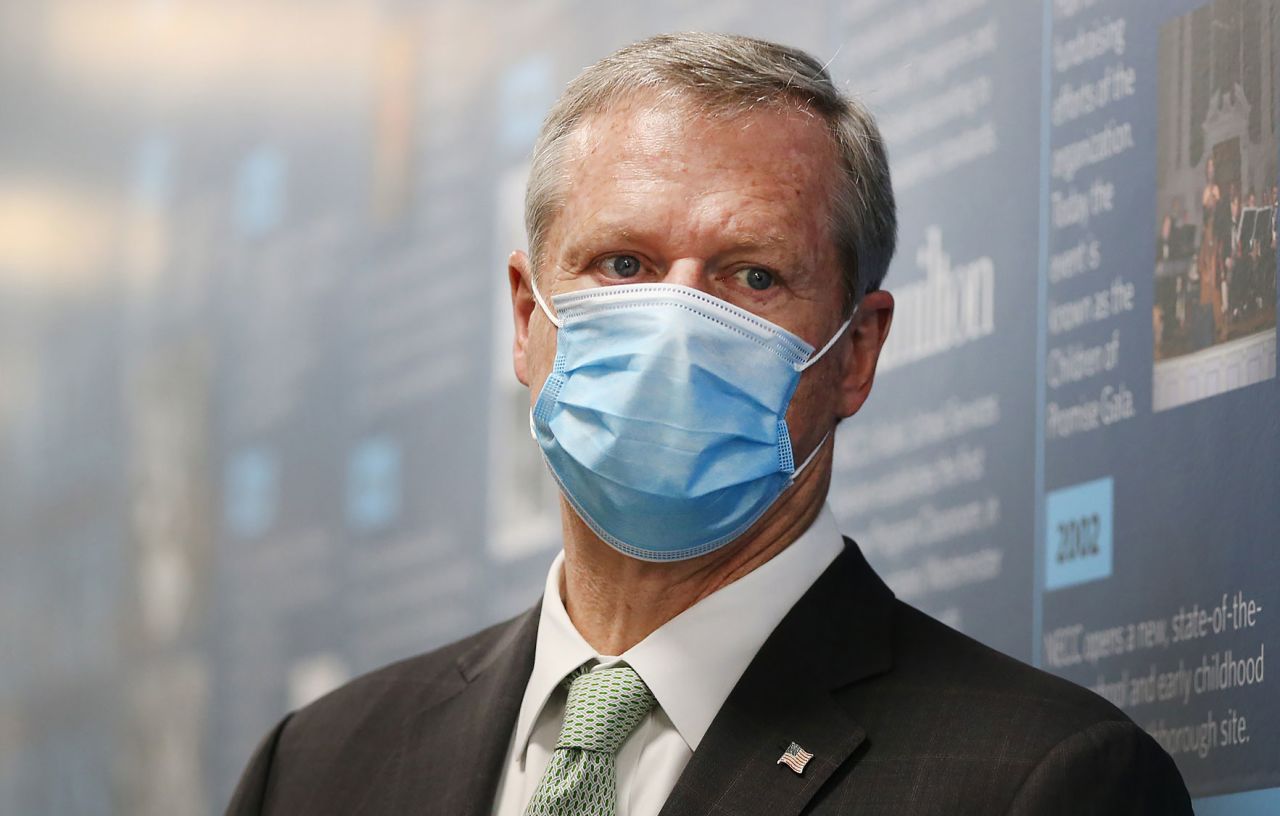 Governor Charlie Baker tours The New England Center for Children on July 13 in Southborough, Massachusetts. 