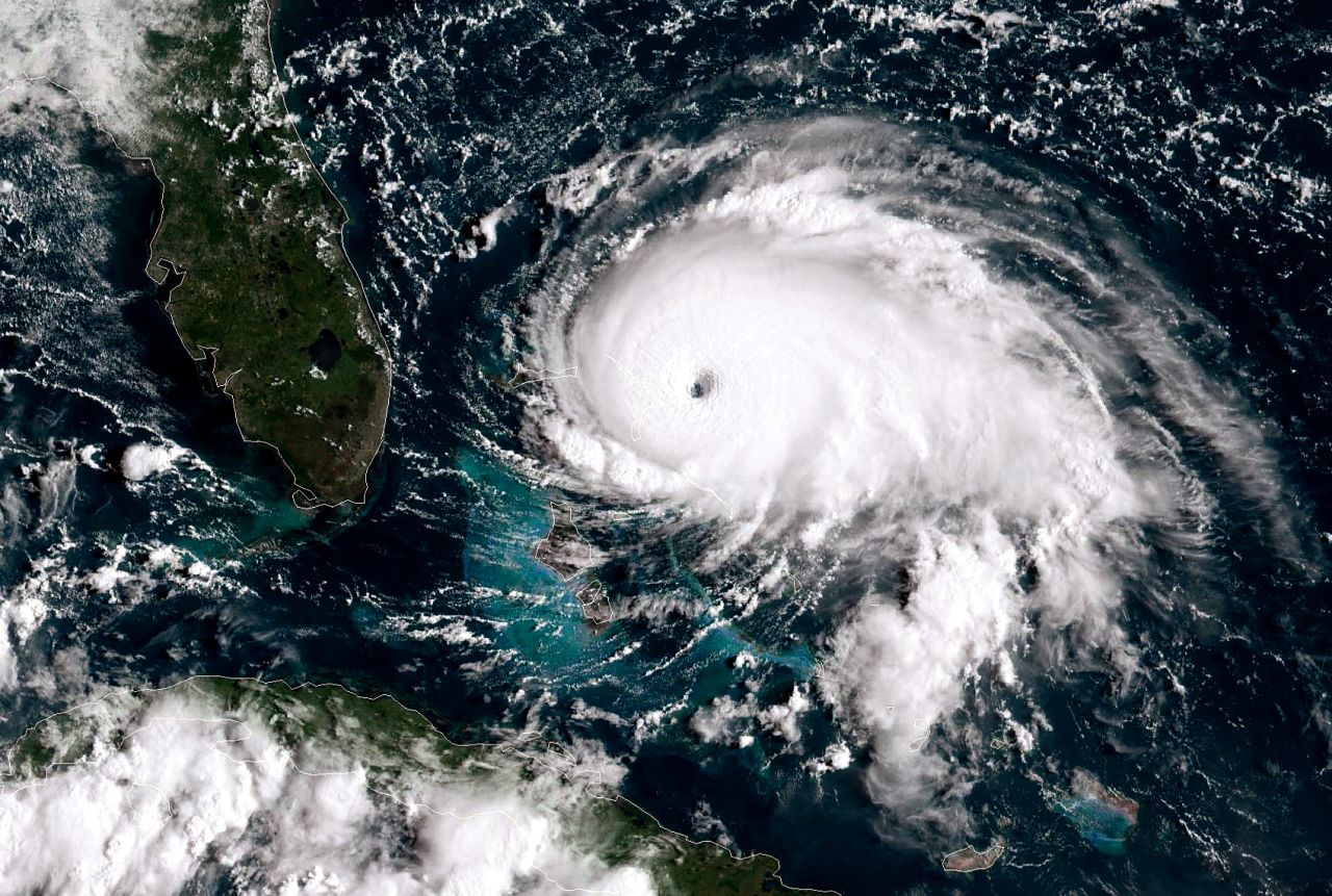 This NOAA GOES-East satellite image shows Hurricane Dorian heading toward the Florida coast, taken on September 1, 2019.