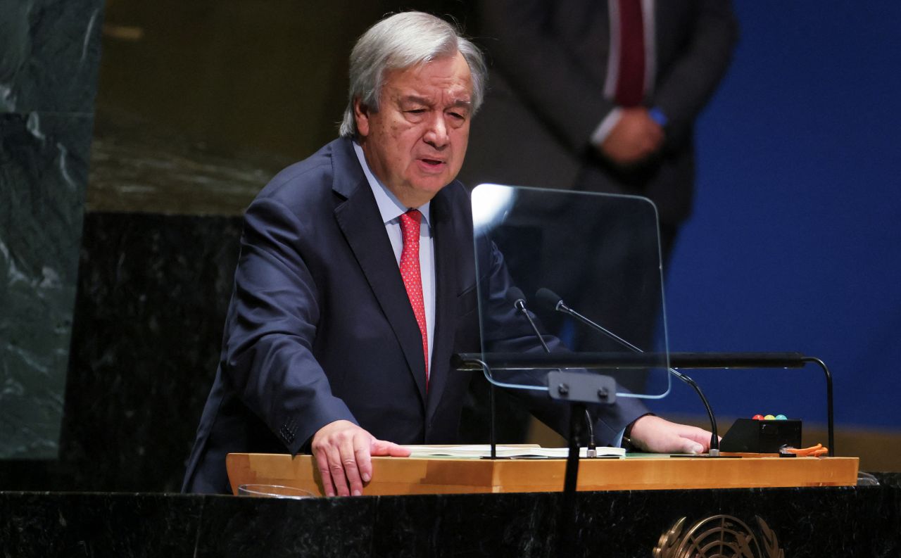 United Nations Secretary General António Guterres addresses the UN General Assembly in New York City on September 19. 