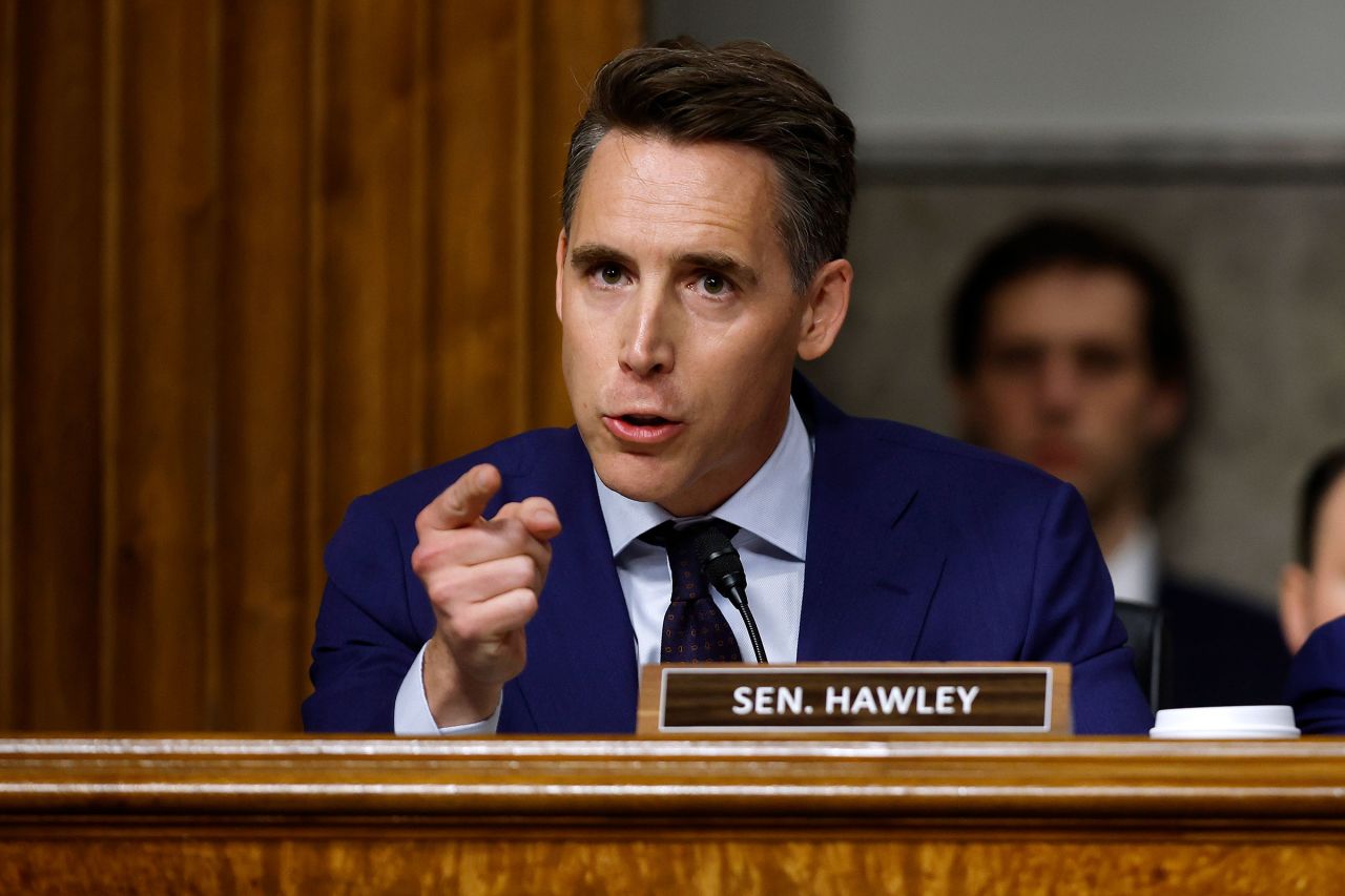 Sen. Josh Hawley in the Dirksen Senate Office Building on Capitol Hill in Washington, DC, on July 30.