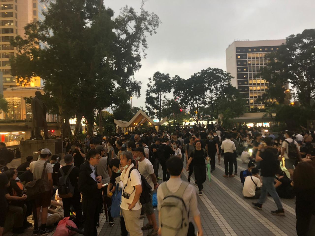 Protesters by Charter Garden and Statue Square in Central Hong Kong.