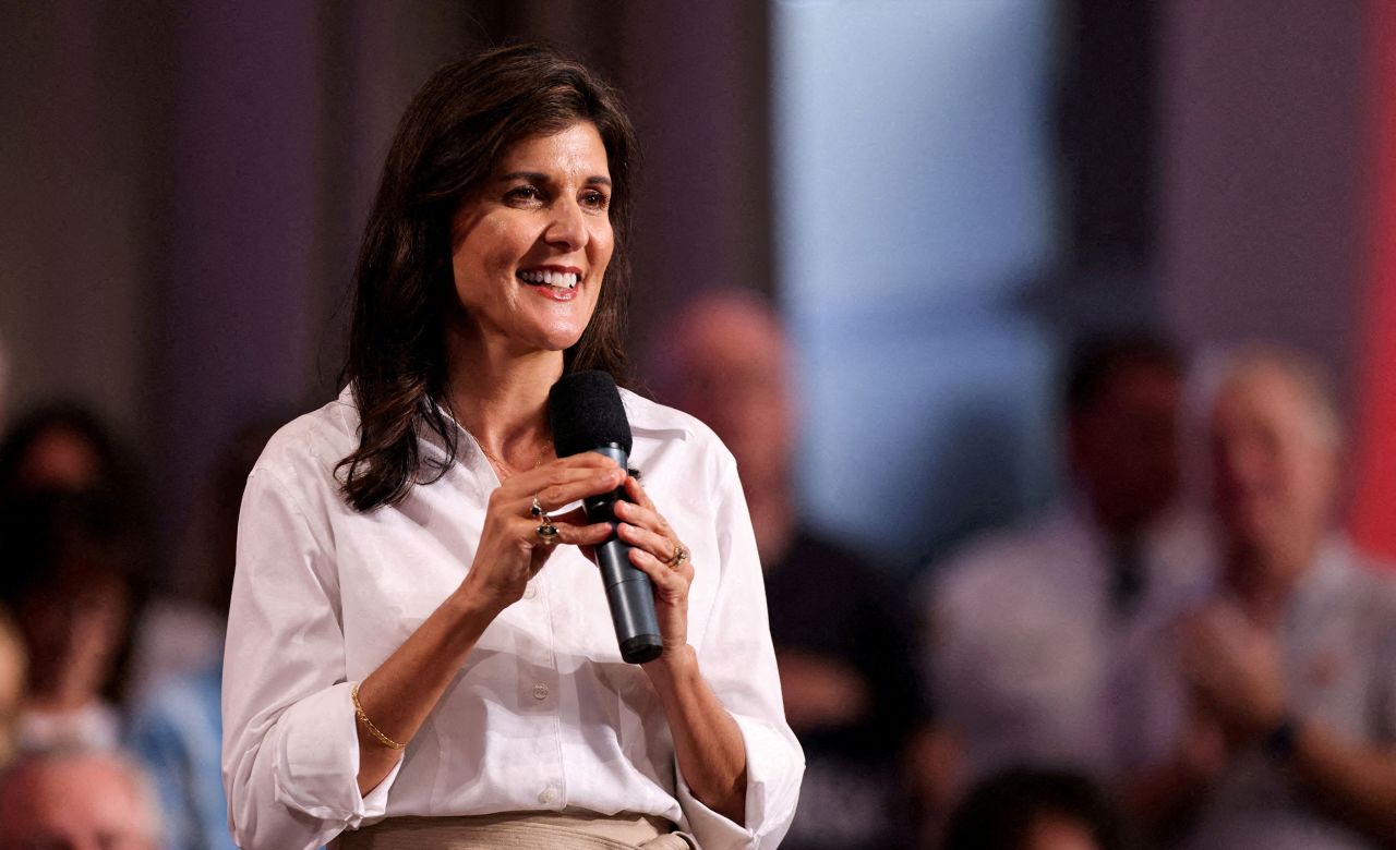 Republican presidential candidate Nikki Haley attends a town hall in Indian Land, South Carolina, on August 28. 