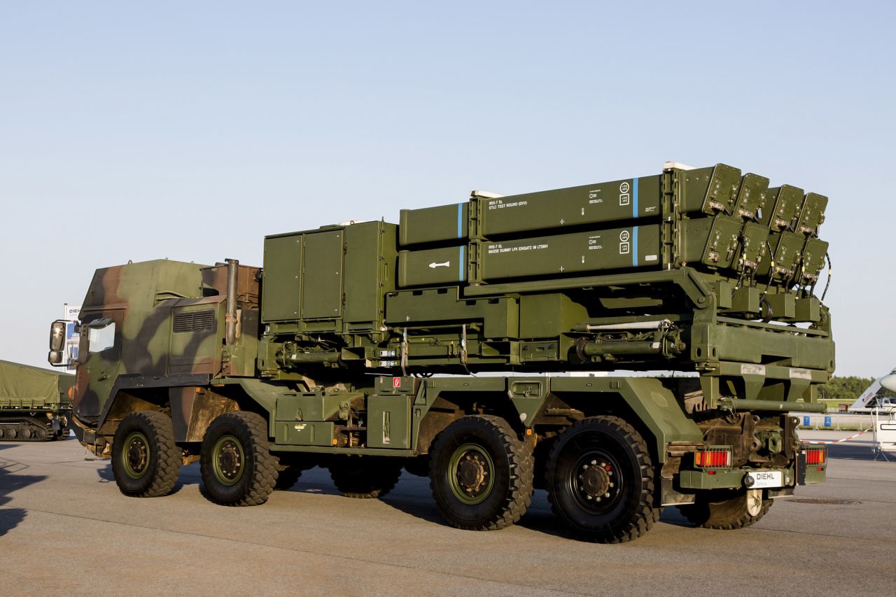 The Hagglunds Bv410 IRIS-T platform, equipped to shoot air defence missiles from the ground, pictured here in 2018 in Berlin, Germany.