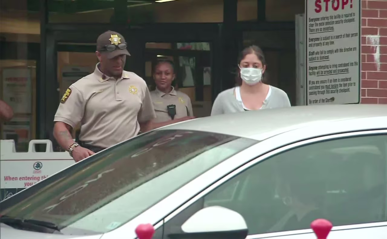 Natalie White, right, bonded out of the Fulton County Jail in Atlanta, Georgia, on Wednesday, June 24. 