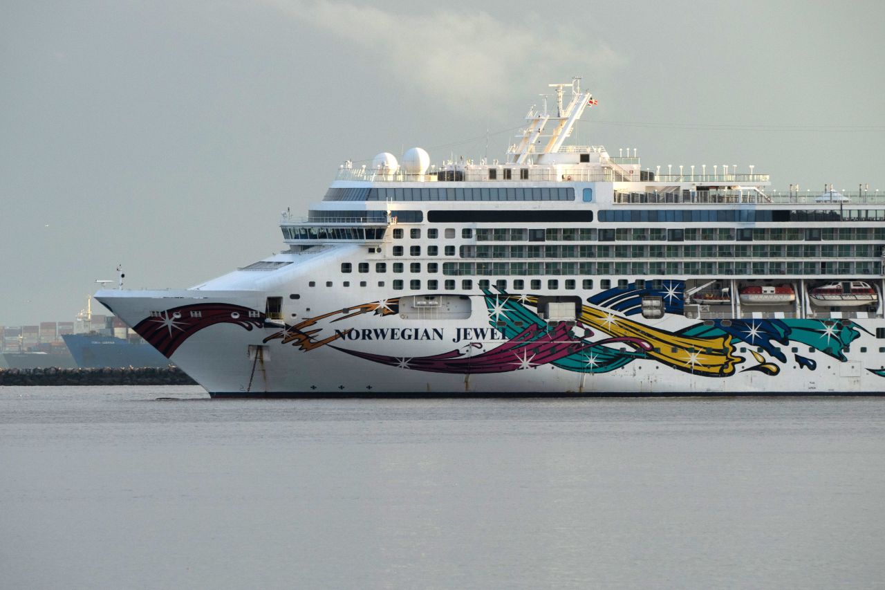 The Norwegian Jewel cruise ship, operated by Norwegian Cruise Line, is moored near the Port of Long Beach in California on January 29.