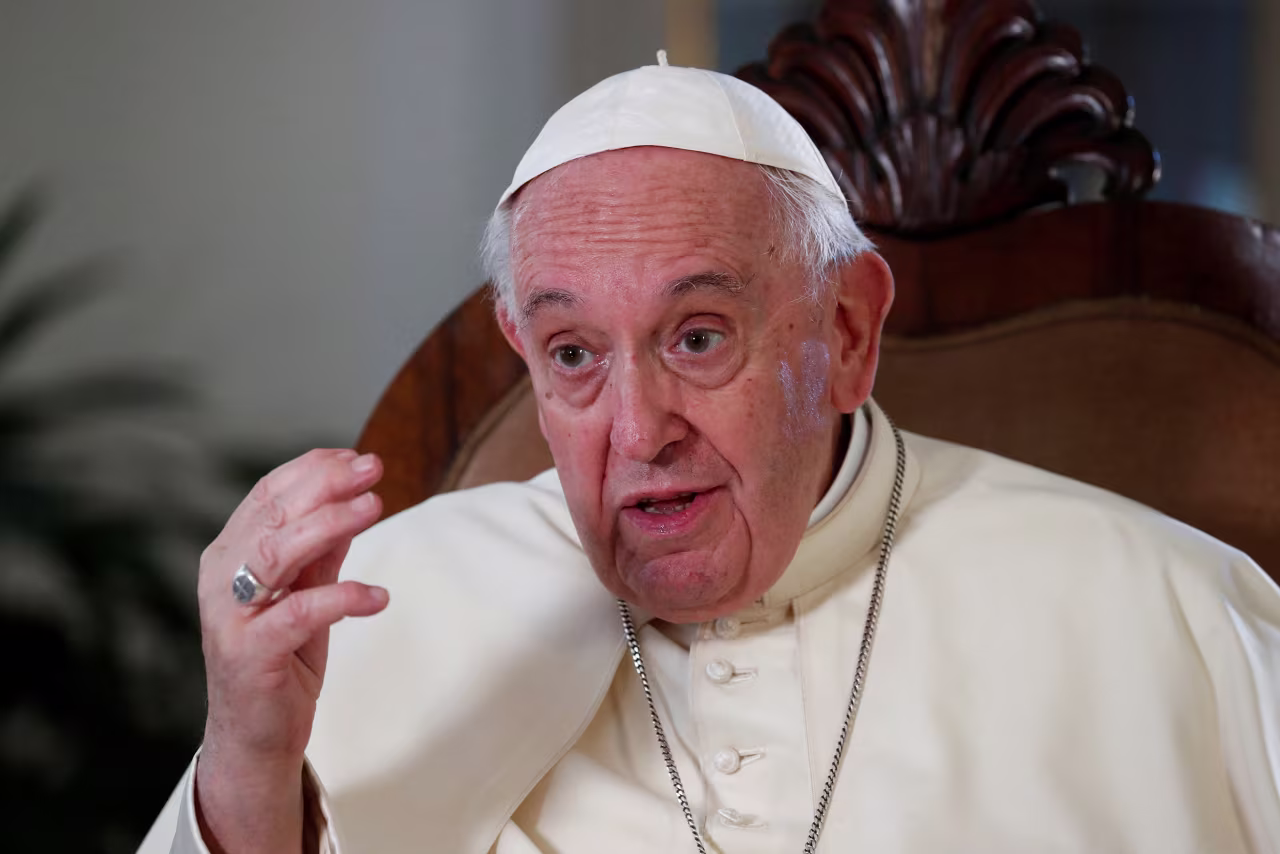 Pope Francis speaks to the press at the Vatican, on July 2.