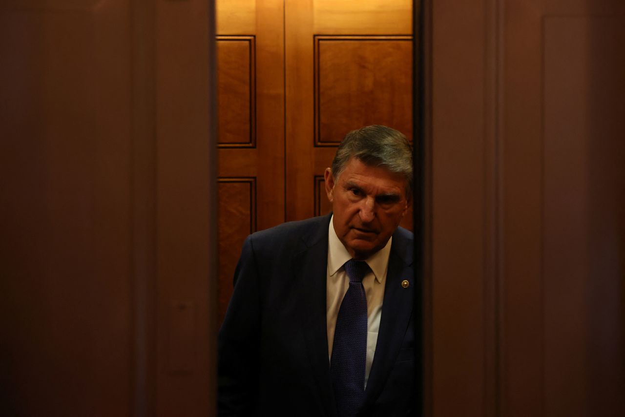 U.S. Senator?Joe?Manchin?(D-WV) rides an elevator after leaving the Senate floor amid ongoing talks over government funding, as the threat of an October government shutdown looms on Capitol Hill, in Washington, on September 6.