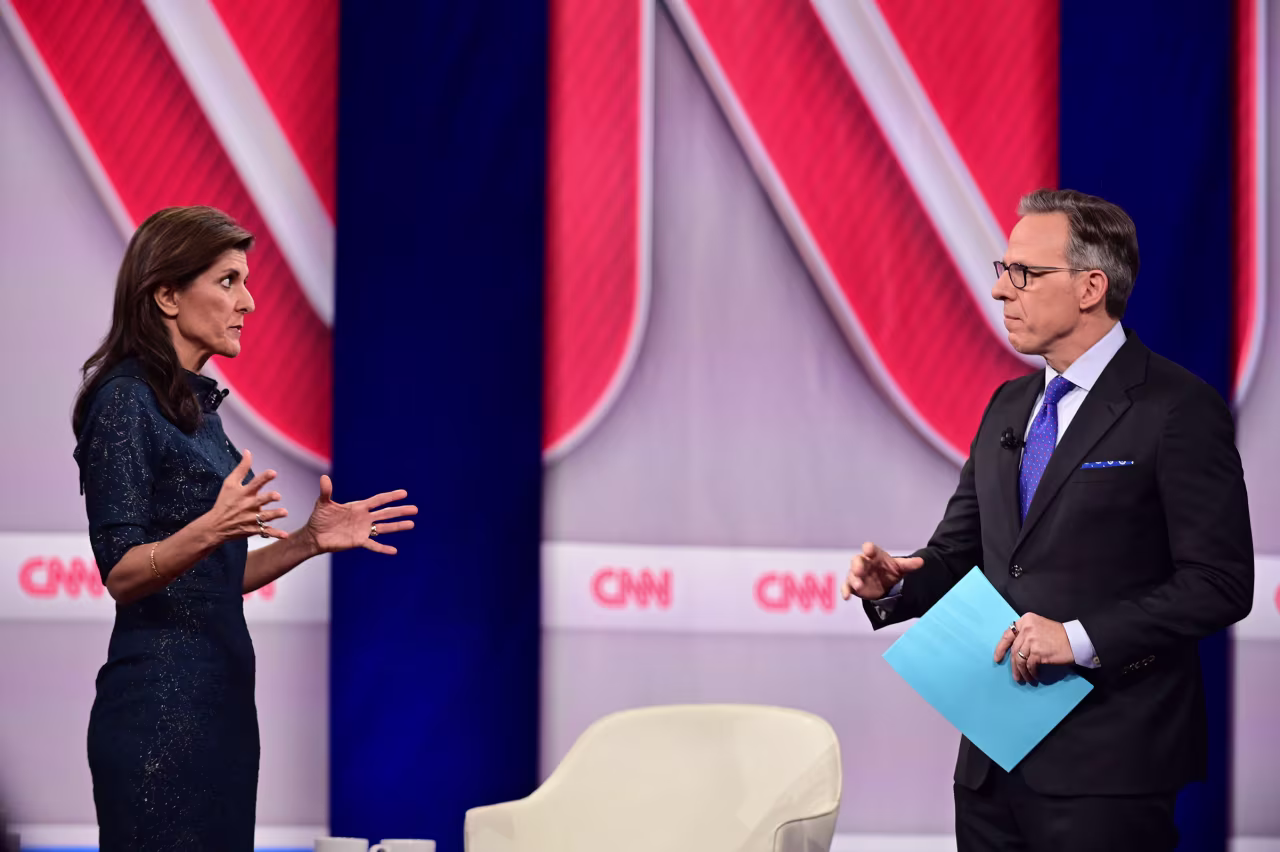 Former South Carolina Gov. Nikki Haley participates in a CNN Republican Presidential Town Hall moderated by CNN’s Jake Tapper at New England College in Henniker, New Hampshire, on January 18.