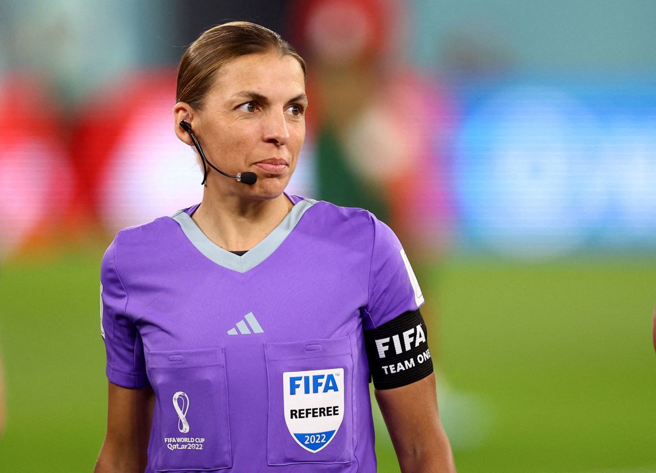 Stephanie Frappart is seen before the match between Portugal and Ghana on November 24.