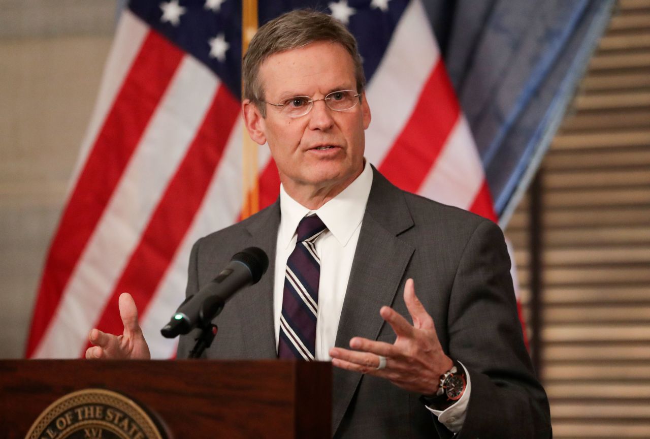 Tennessee Gov. Bill Lee speaks to the press on March 16.