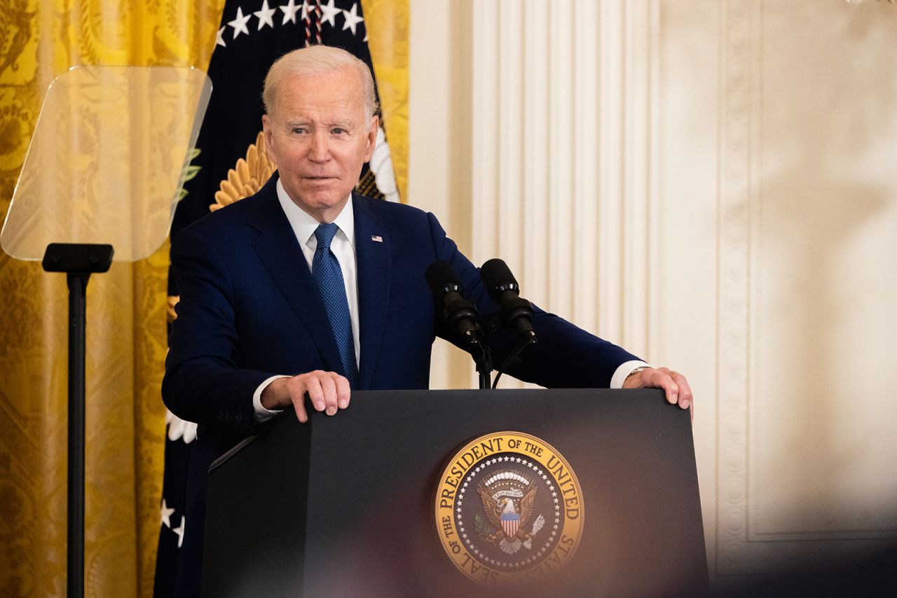 Joe Biden speaks during an event in Washington, DC on March 23.
