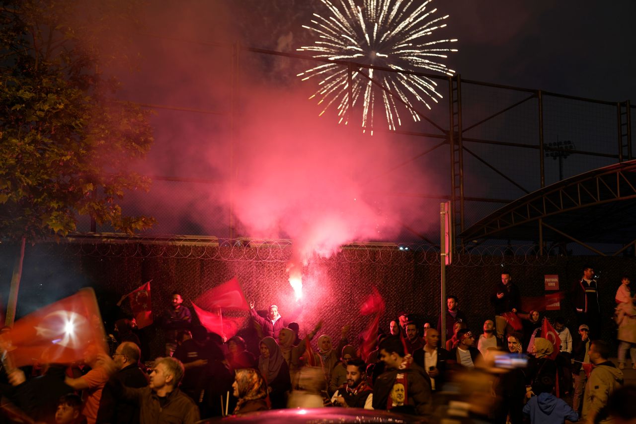 Erdogan supporters celebrate in Istanbul on May 28. 