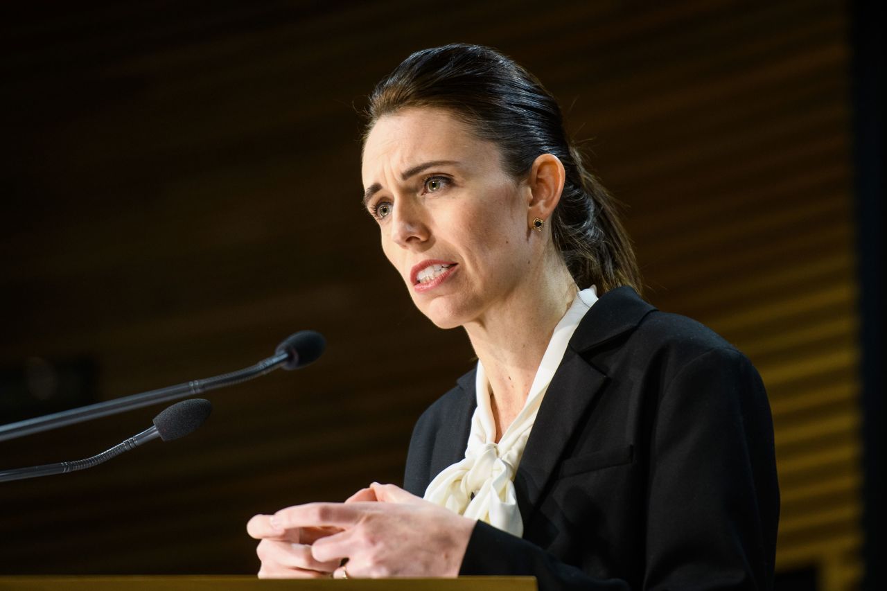 Prime Minister Jacinda Ardern speaks with media at a Covid-19 briefing on August 13 in Wellington, New Zealand. 