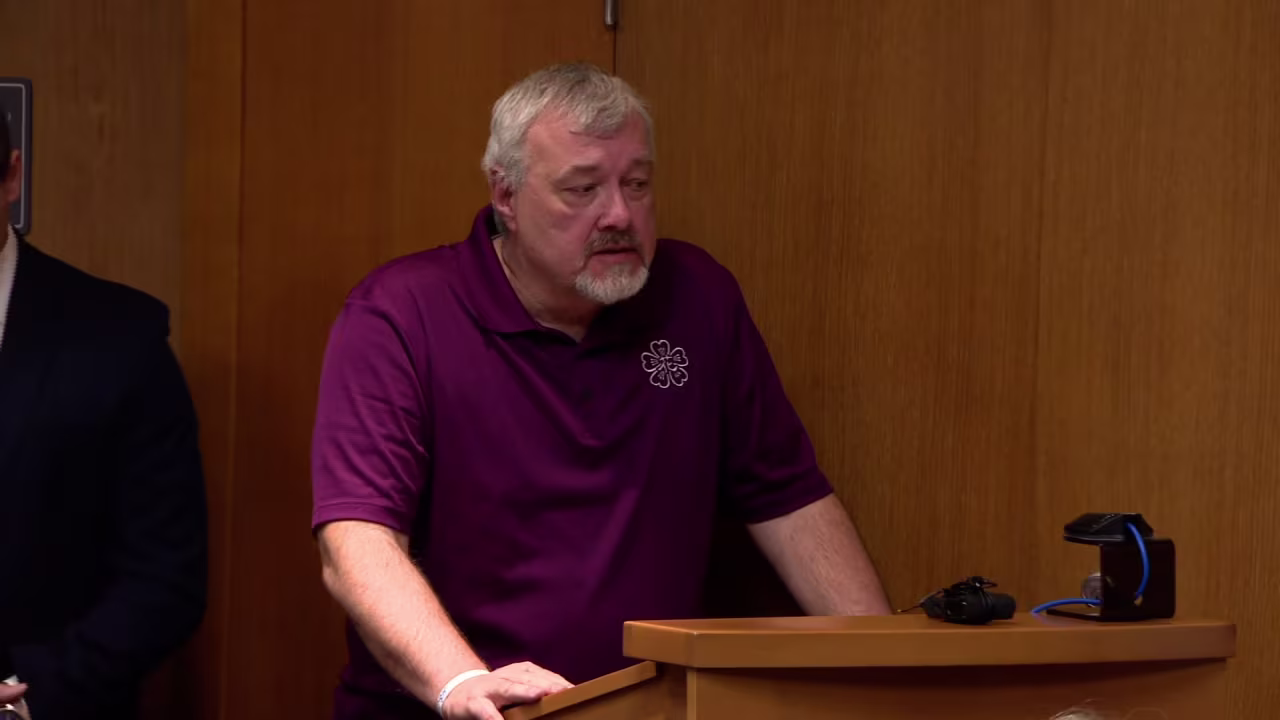 Steve St. Juliana, the father of Hana St. Juliana, speaks during a victim impact statement in court on Tuesday.