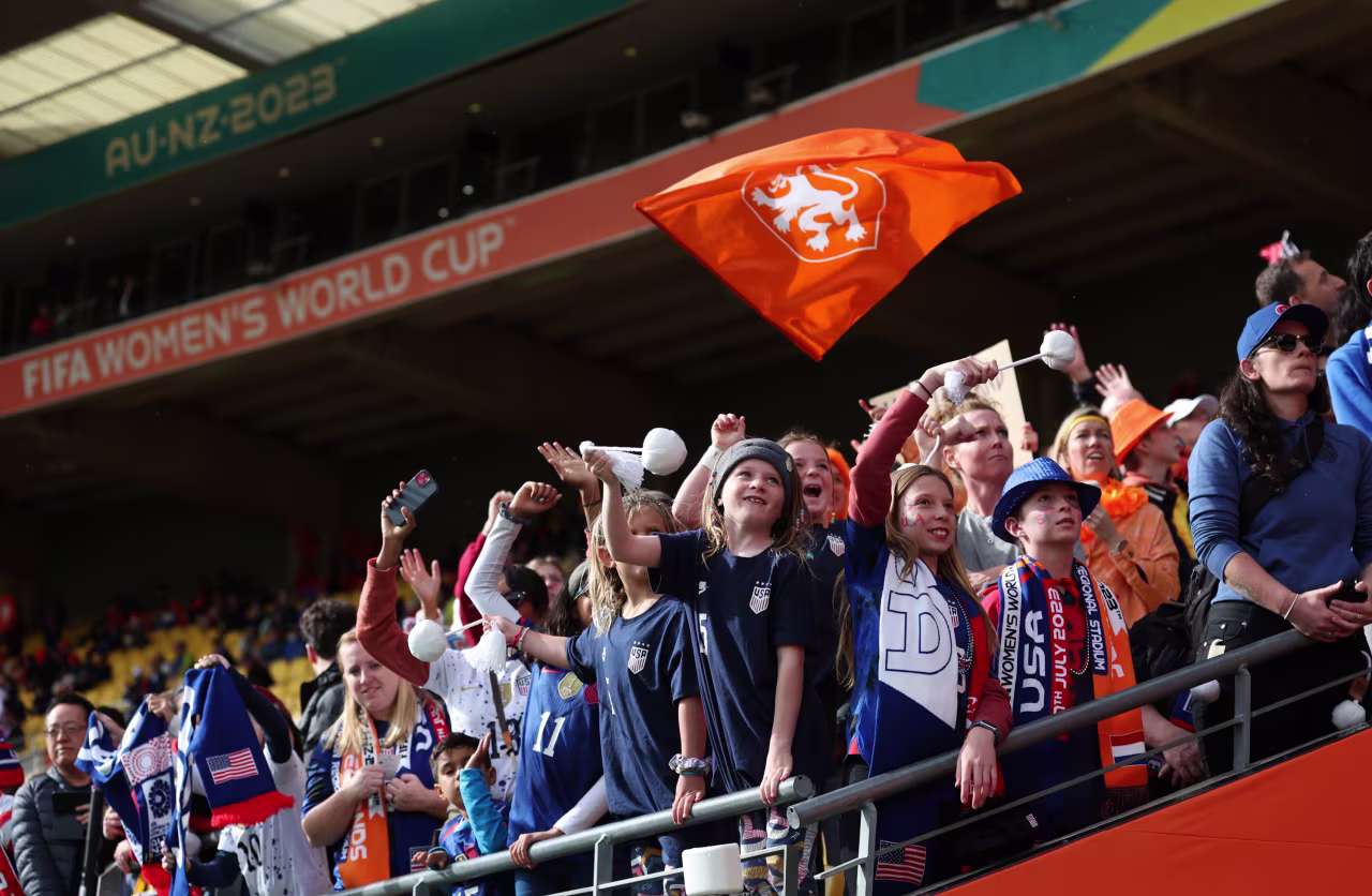 USA and Netherlands fans show their support during the match.