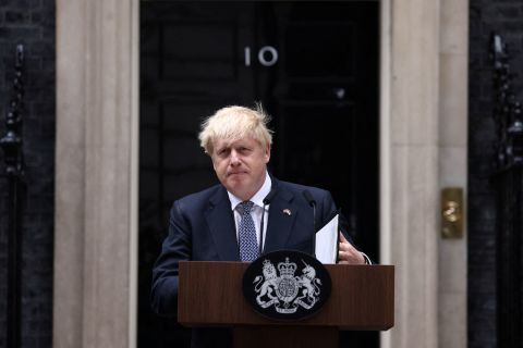 British Prime Minister Boris Johnson announces his resignation on Thursday.