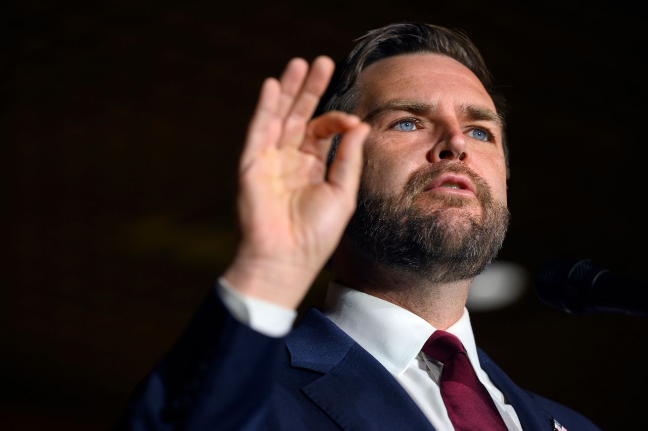 JD Vance speaks at a campaign rally in New Kensington, Pennsylvania, on August 15.