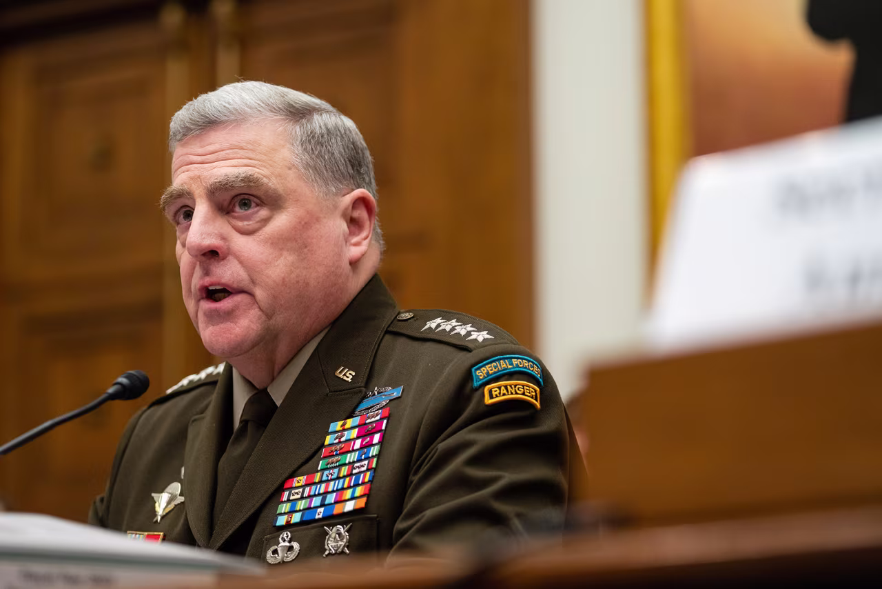 US Joint Chiefs Chairman Gen. Mark Milley speaks during a hearing in Washington, DC, on April 5. 
