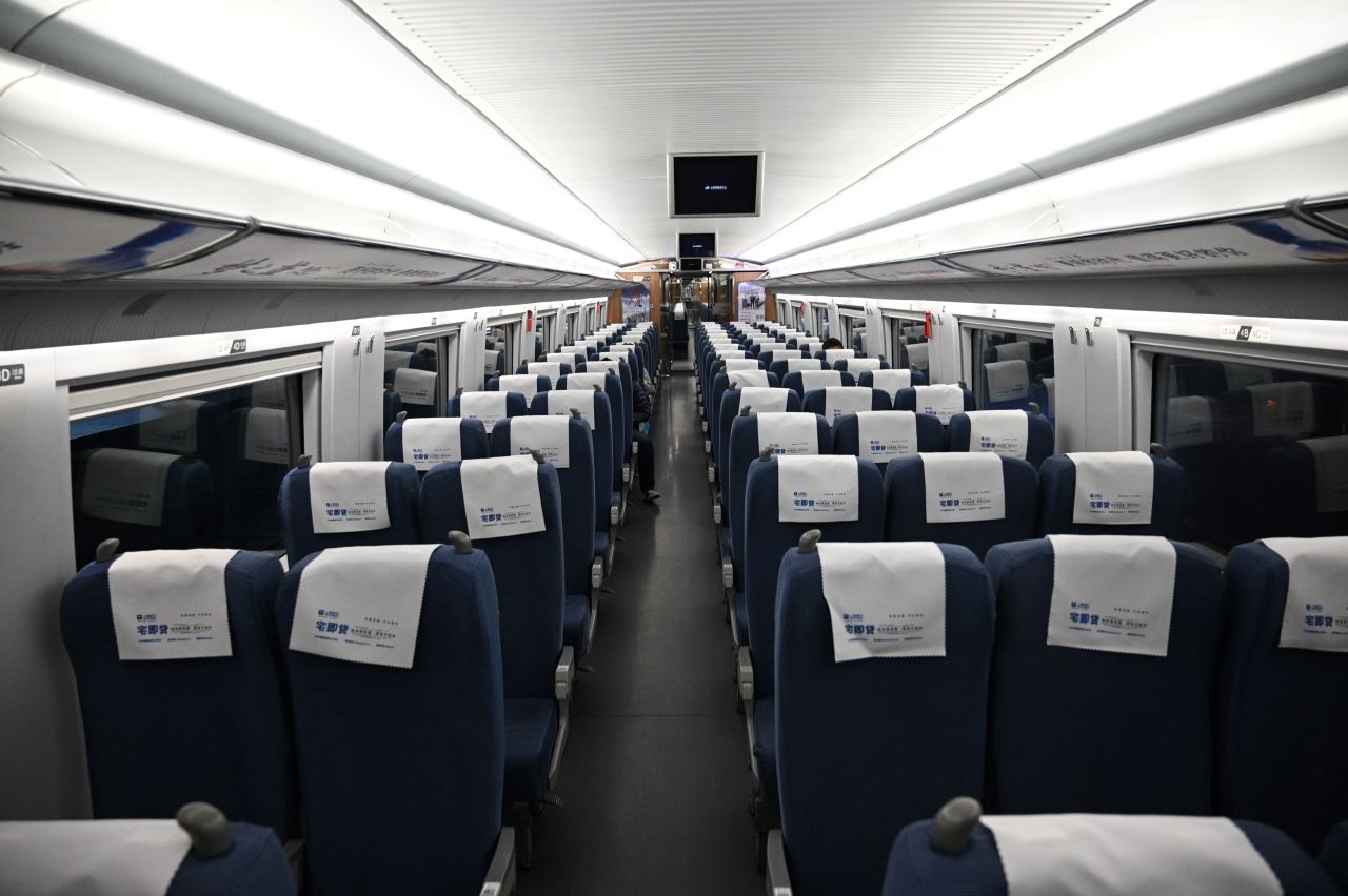 An empty train is pictured in Shanghai on Wednesday.