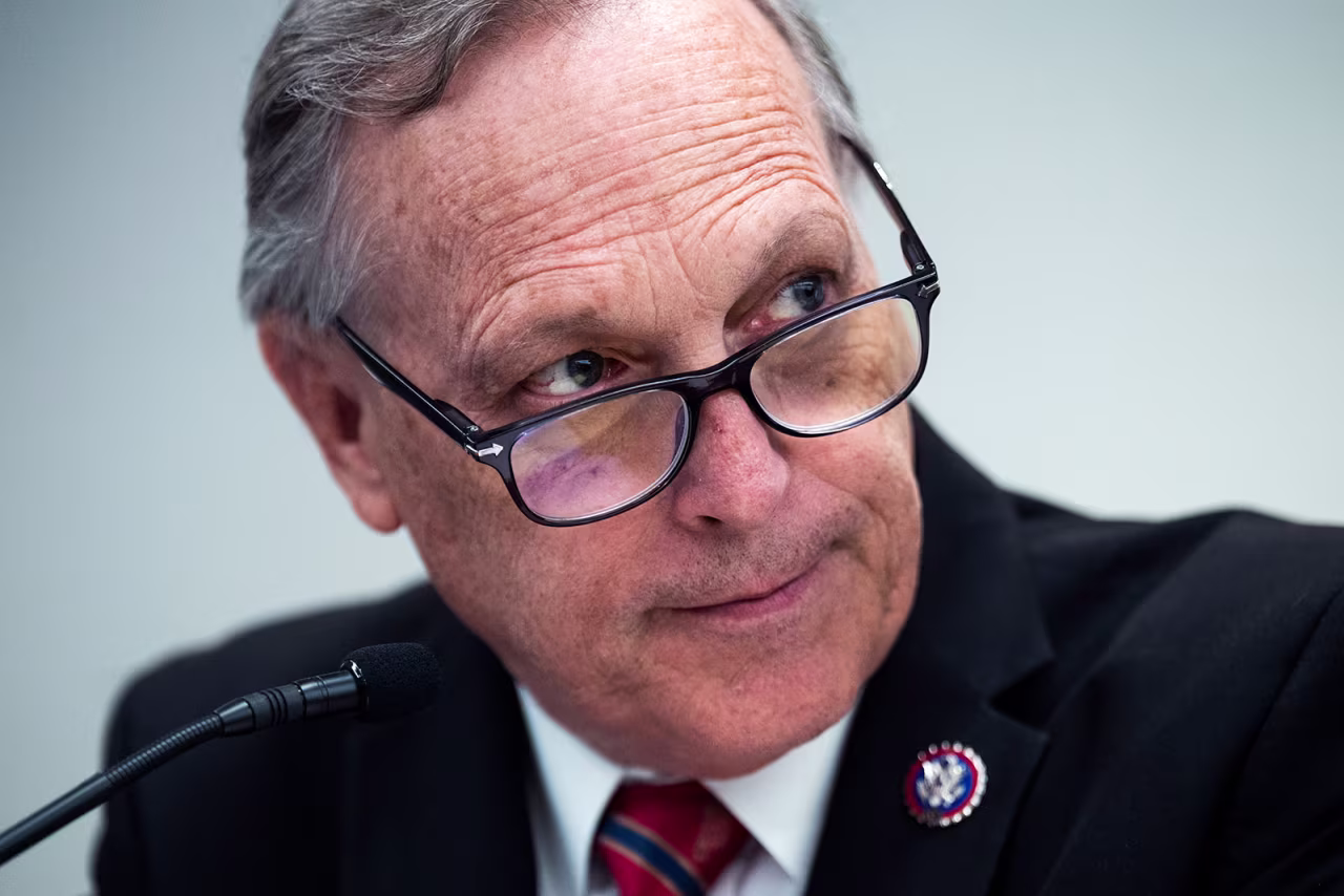 Rep. Andy Biggs attends a roundtable discussion with members of the House Freedom Caucus on November 10. 