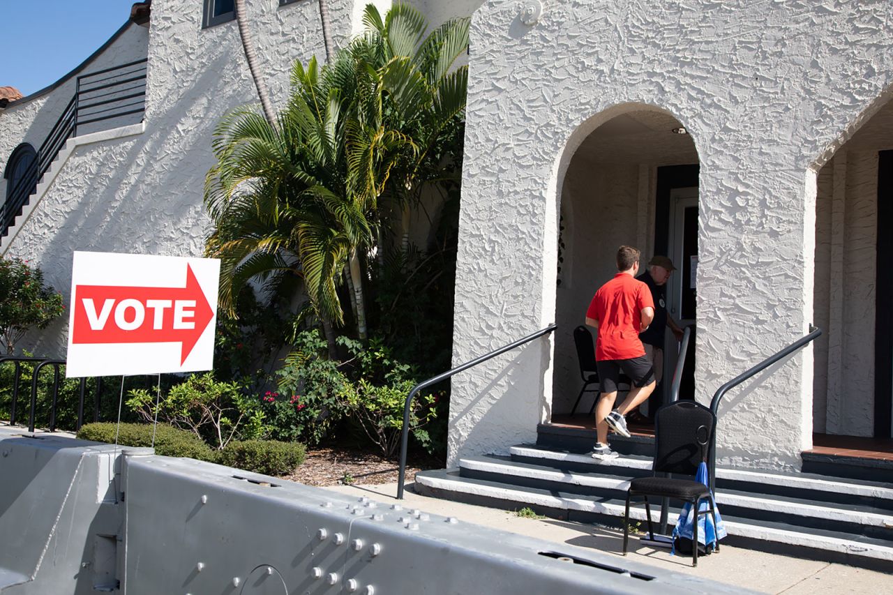 A voter enters a polling location in Saint Petersburg, Florida, on Tuesday.