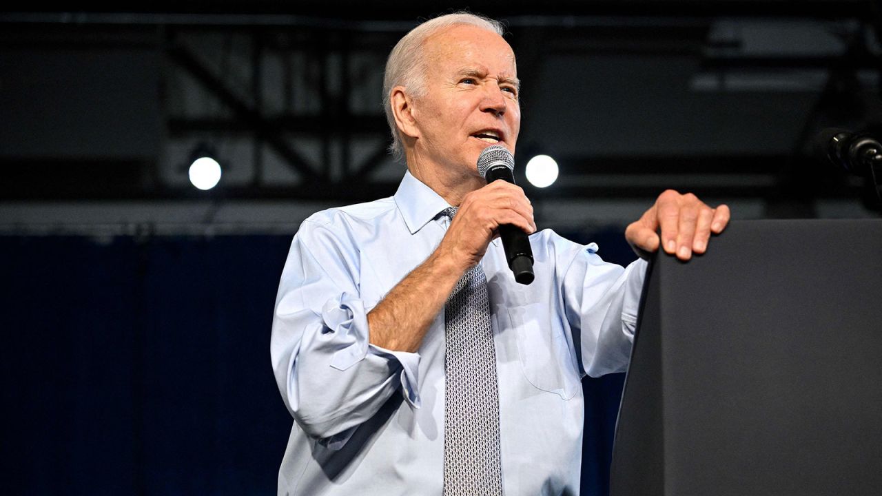 President Joe Biden speaks during a rally in Bowie, Maryland, on November 7.