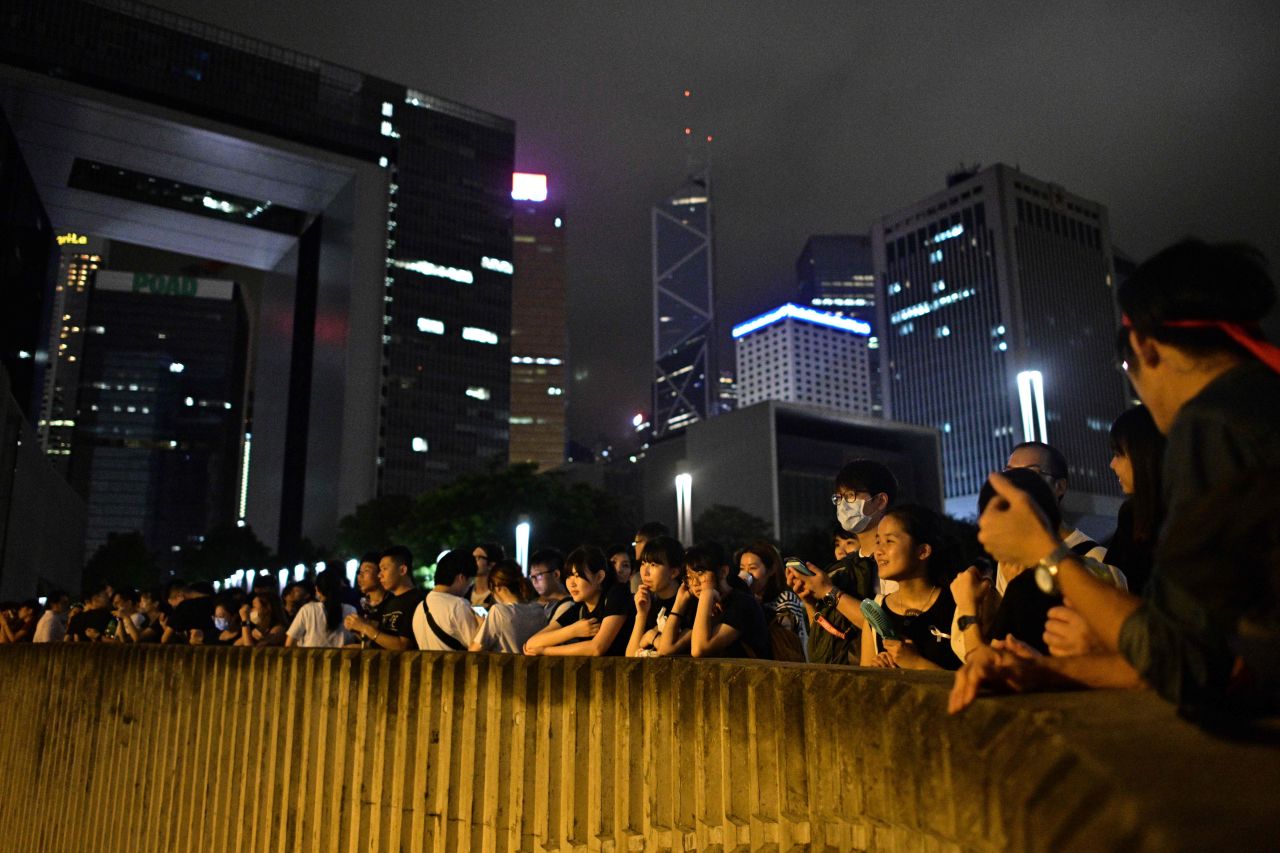 Hundreds of people gathered for the protests. 