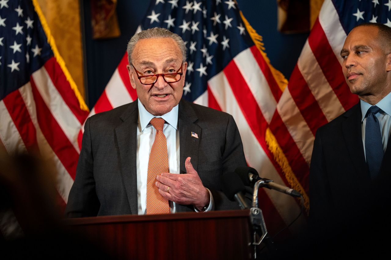 Senate Majority Leader Chuck Schumer speaks at a news conference on July 23 in Washington, DC.