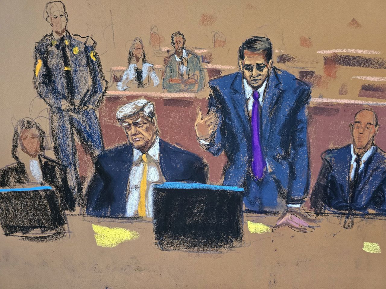 Trump attorney Todd Blanche speaks during court on Tuesday, May 7. 