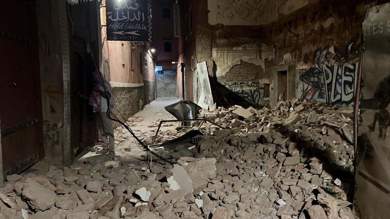 A view of rubble and damaged buildings in Marrakesh, Morocco on September 9.