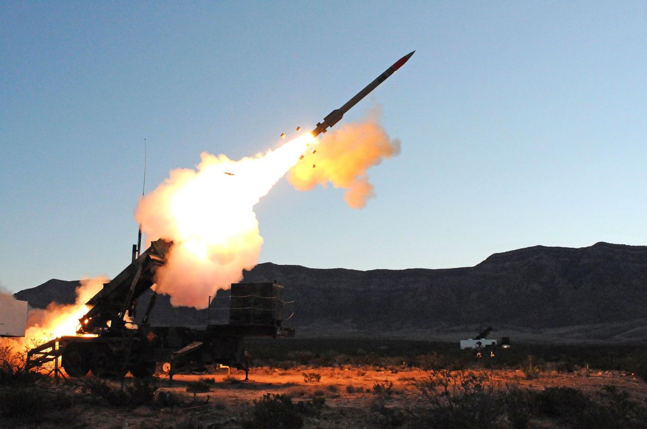 The US Army test fires a Patriot missile in 2019. The Patriot missile defense systems are designed to counter and destroy incoming short-range ballistic missiles, advanced aircraft and cruise missiles.