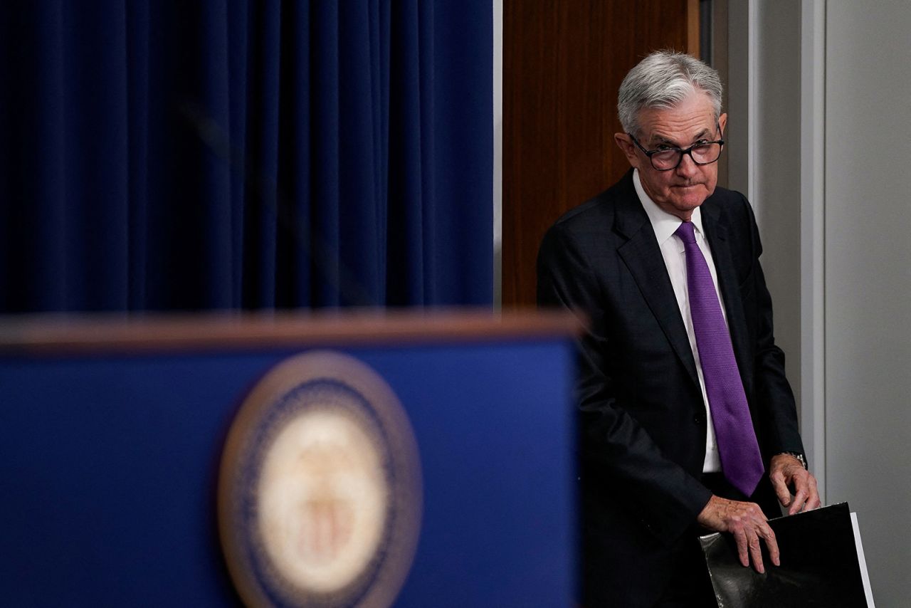 U.S. Federal Reserve Board Chairman Jerome Powell arrives to a news conference following a closed two-day meeting of the Federal Open Market Committee on interest rate policy in Washington, on July 26.