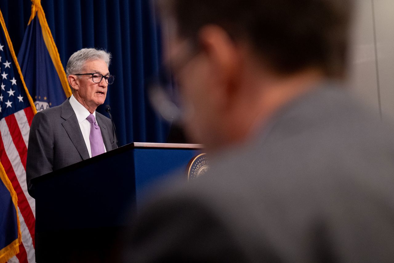 Federal Reserve Chairman Jerome Powell speaks at a news conference in Washington, DC, on July 31. 