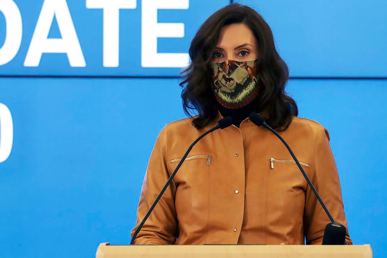 Michigan Gov. Gretchen Whitmer addresses the state during a speech on Sunday, November 15.