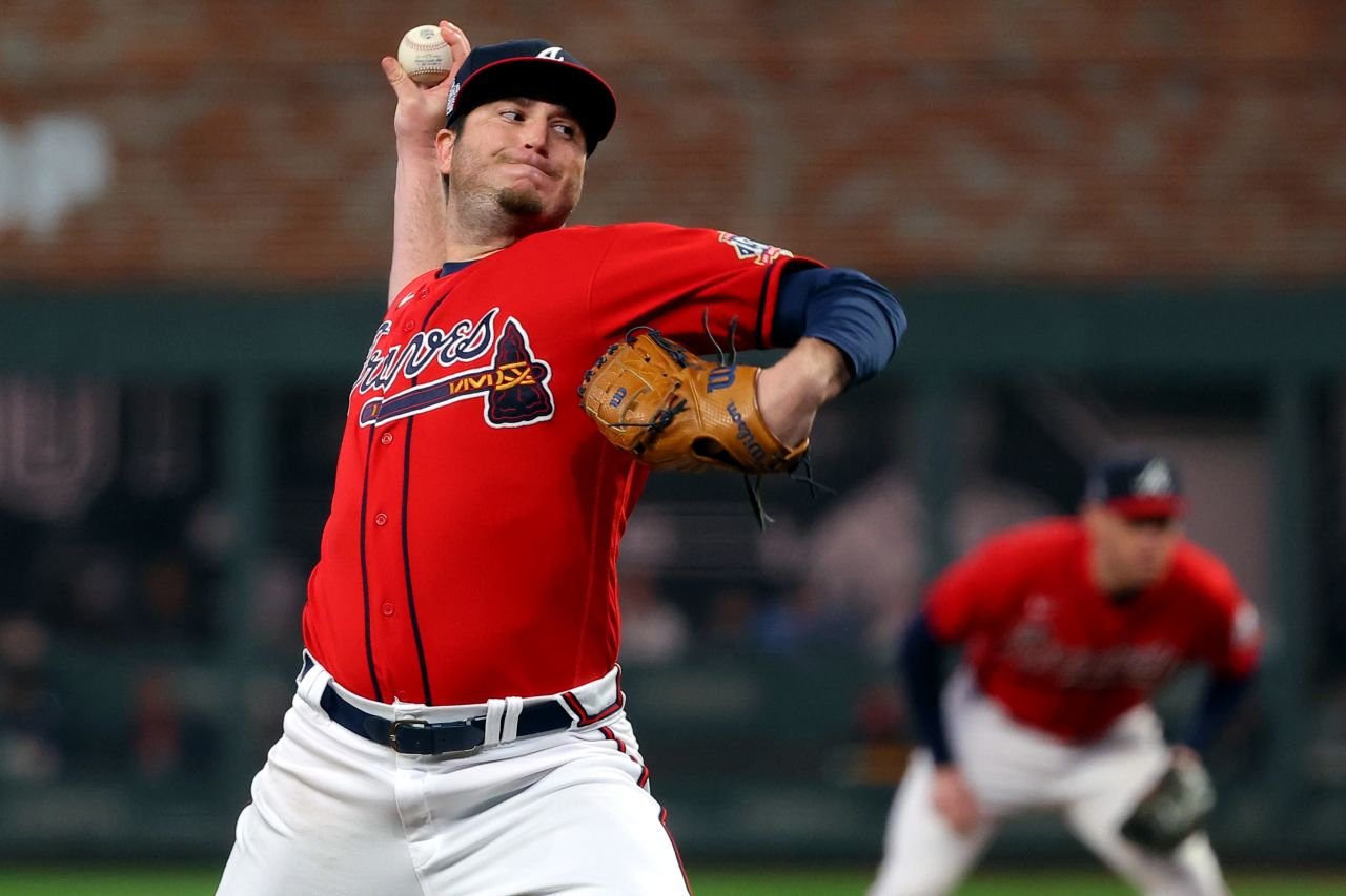 Luke Jackson on the mound for Atlanta.