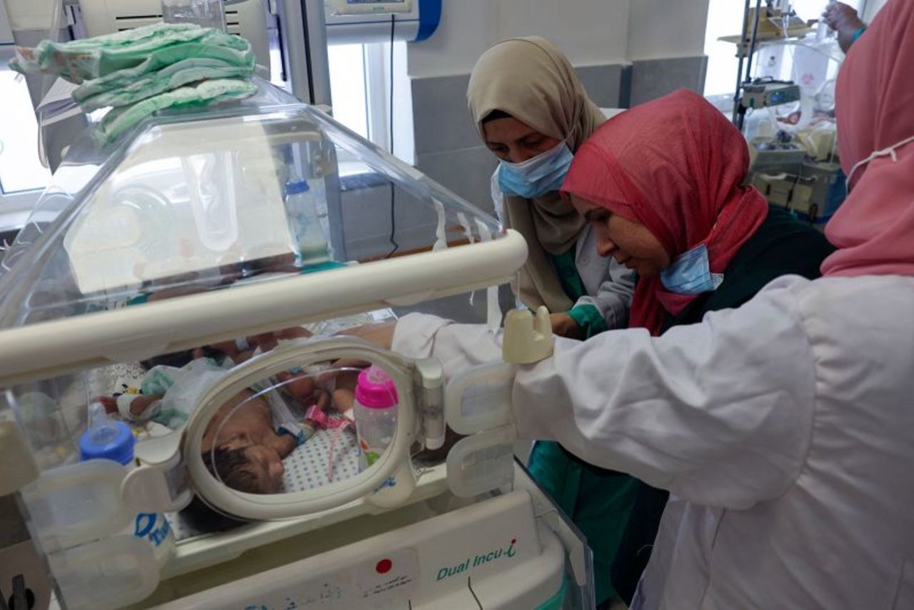 Neonatal babies receive treatment after being transferred from Al-Shifa Hospital to Emirates Maternity Hospital in Rafah, Gaza, on November 19. 