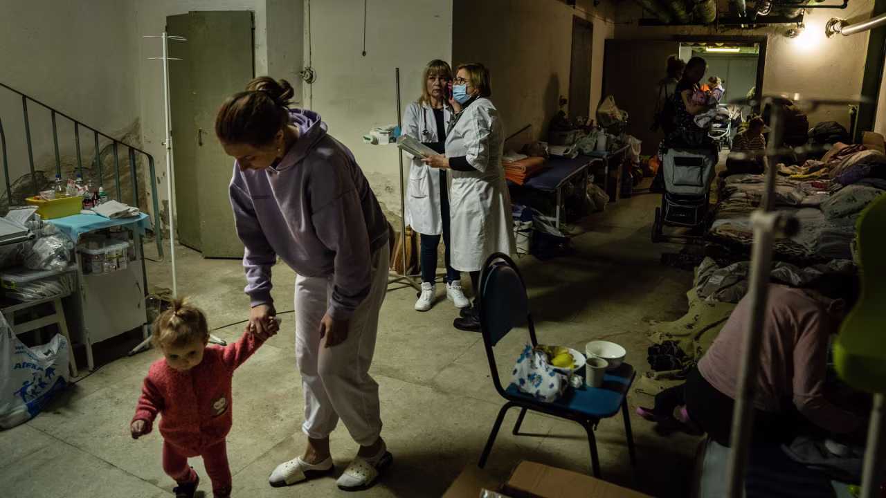 A look inside the bomb shelter of the hospital's pediatric ward.