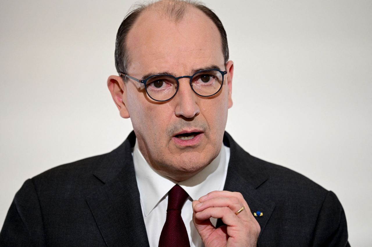 French Prime Minister Jean Castex speaks during a press conference in Paris on March 18. 