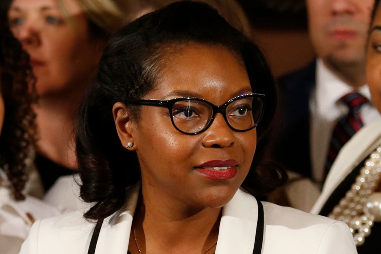 Sykes speaks at the Ohio Statehouse in Columbus, Ohio, on March 5, 2019. 