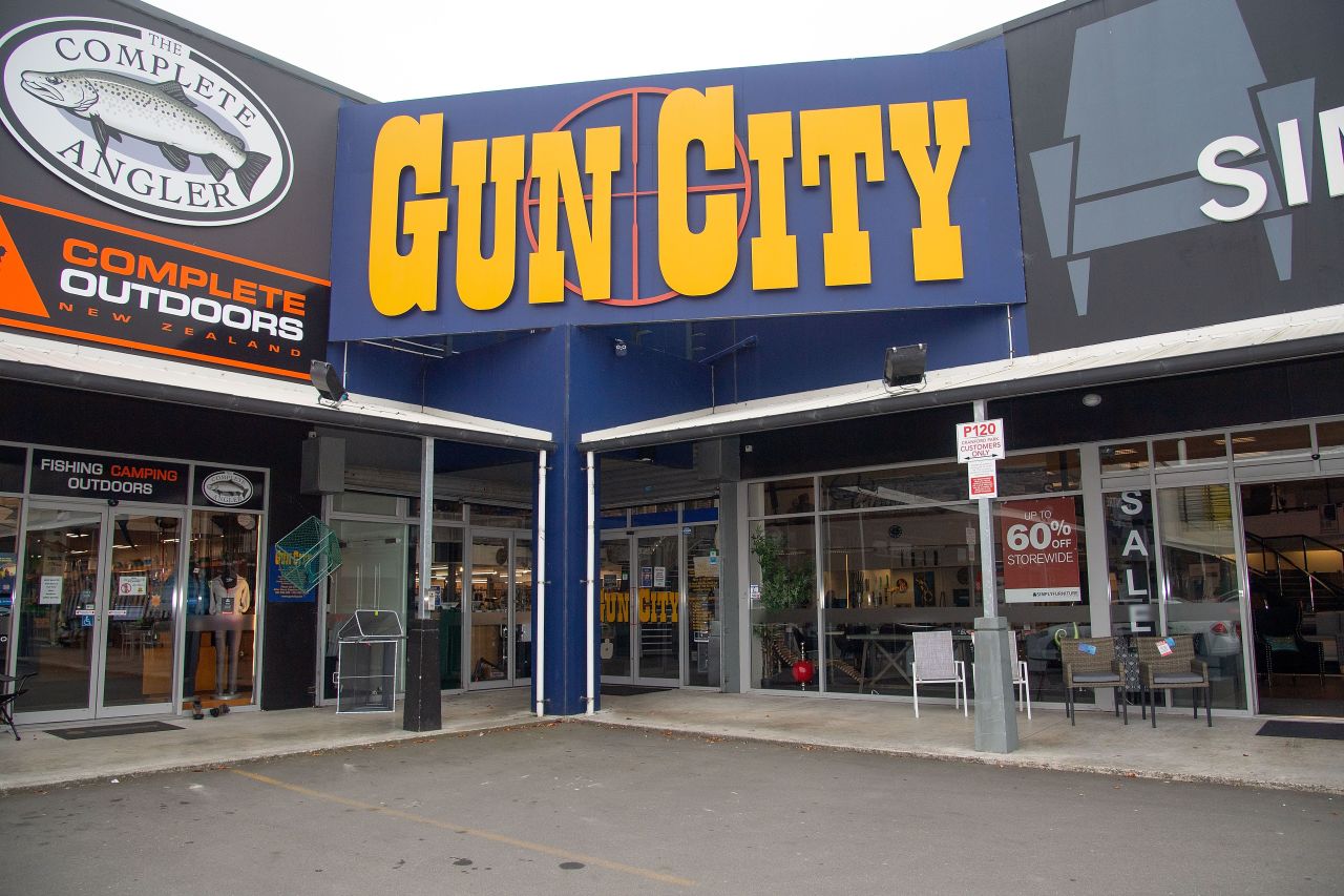 The Gun City store is seen on the outskirts of Christchurch on March 18.