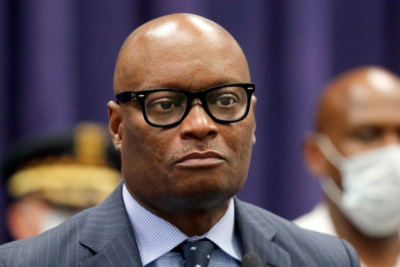 Chicago Police Superintendent David Brown listens to a question about the Memorial Day weekend violence during a news conference Tuesday, May 26, in Chicago. 