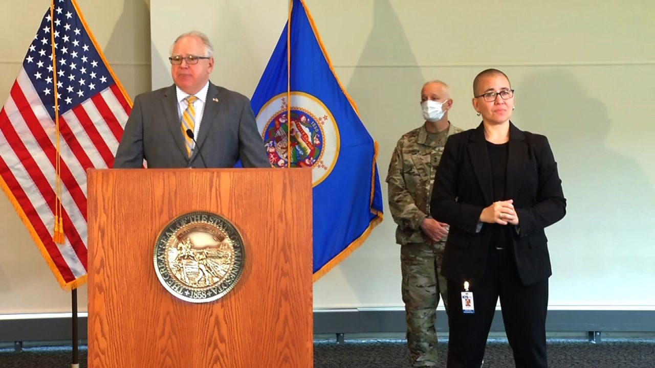 Minnesota Gov. Tim Walz speaking at a news conference in St. Paul, Minnesota, on May 29.