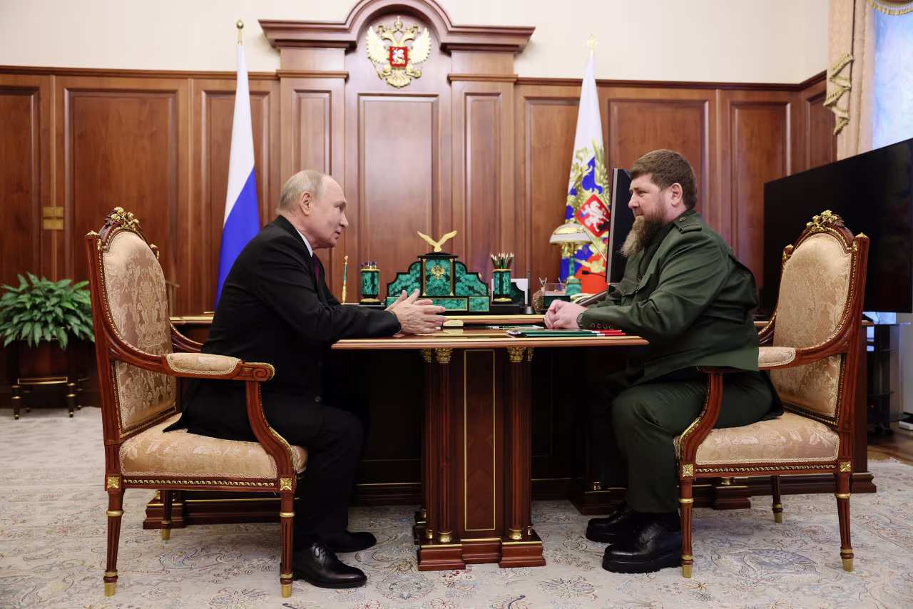 Russian President Vladimir Putin meets with Chechen leader Ramzan Kadyrov in Moscow on Thursday. 