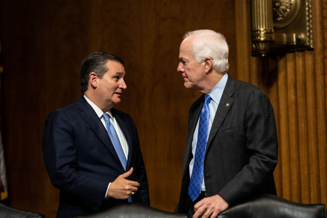 Texas Sens. Ted Cruz, left, and John Cornyn